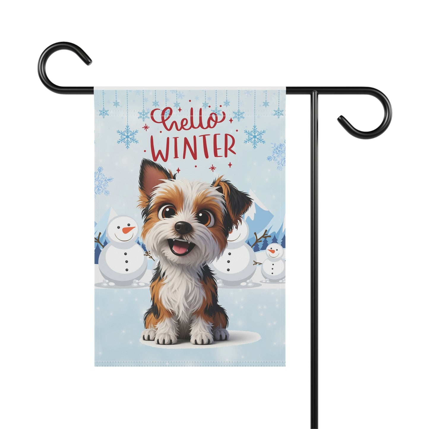 Yorkie Hello Winter Garden Banner