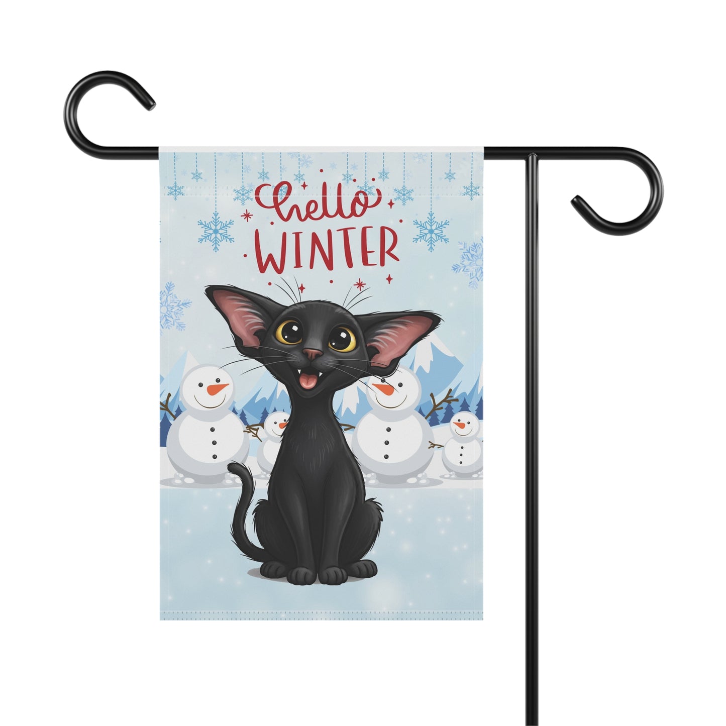 Oriental Shorthair Cat Hello Winter Garden Banner