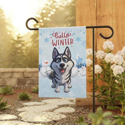 Husky Hello Winter Garden Banner