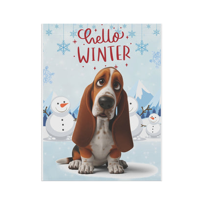 Basset Hound Hello Winter Garden Banner
