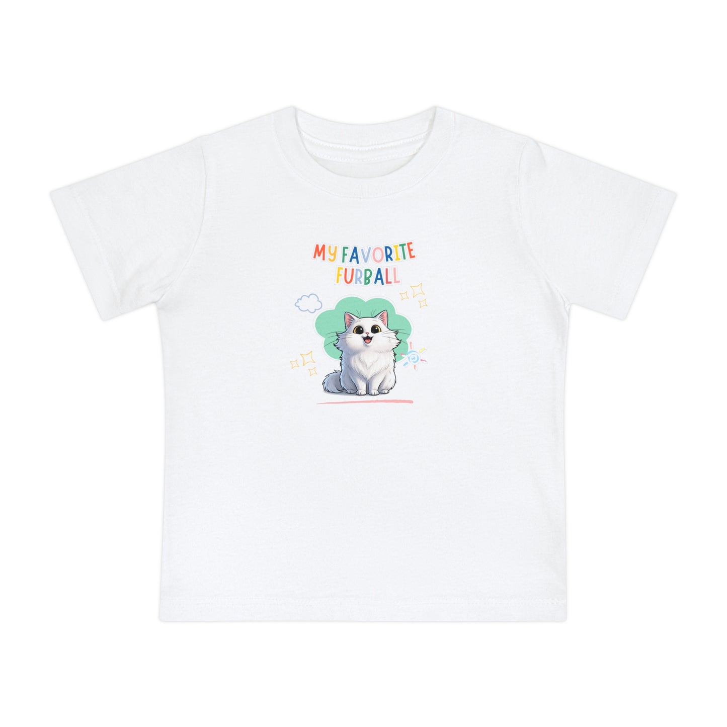 Long hair White Cat Favorite Furball Baby Tee