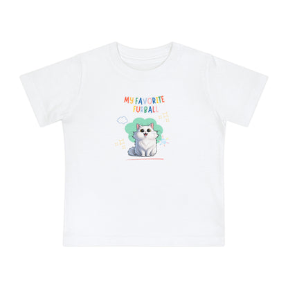 Long hair White Cat Favorite Furball Baby Tee