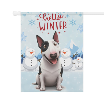Bull Terrier Hello Winter Garden Banner