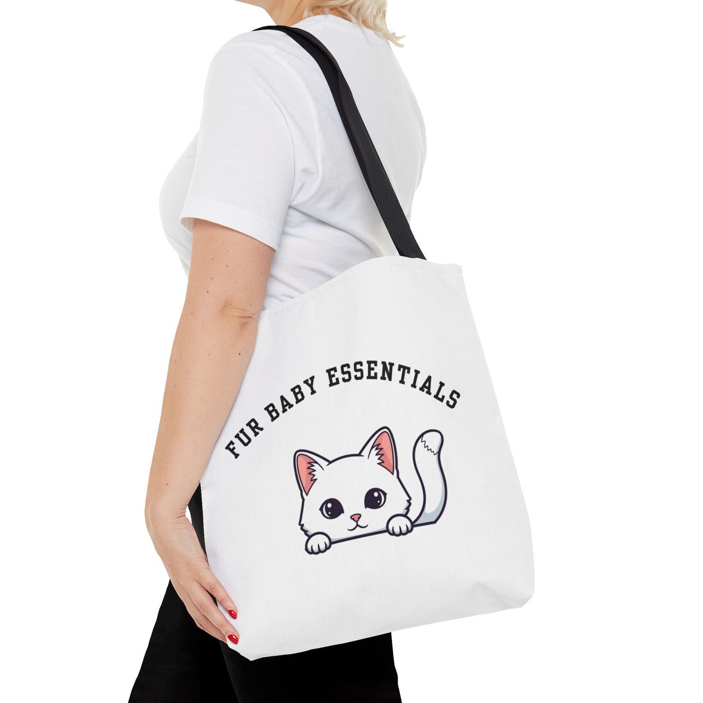 Short hair white cat FurBaby Tote Bag