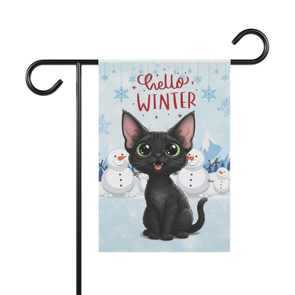 Devon Rex Hello Winter Garden Banner