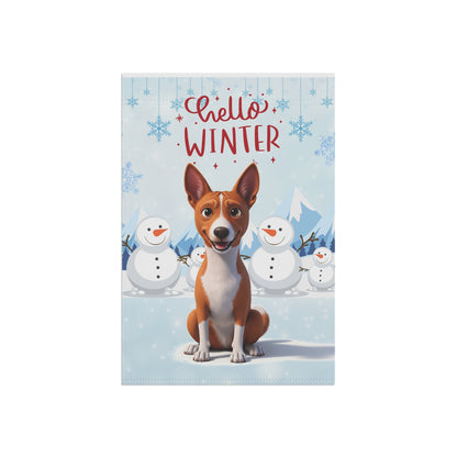 Basenji Hello Winter Garden Banner