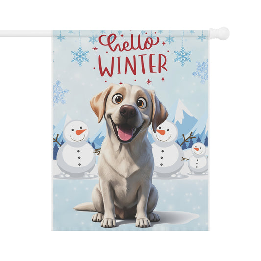 Labrador Hello Winter Garden Banner
