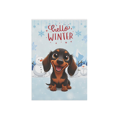 Dacshund Hello Winter Garden Banner