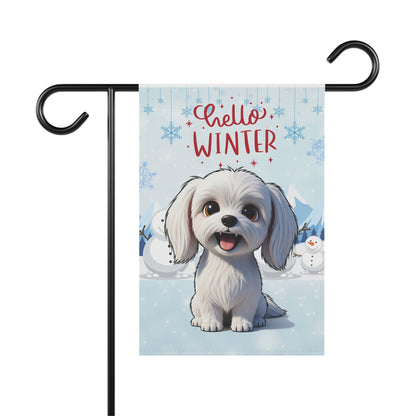Maltese Hello Winter Garden Banner