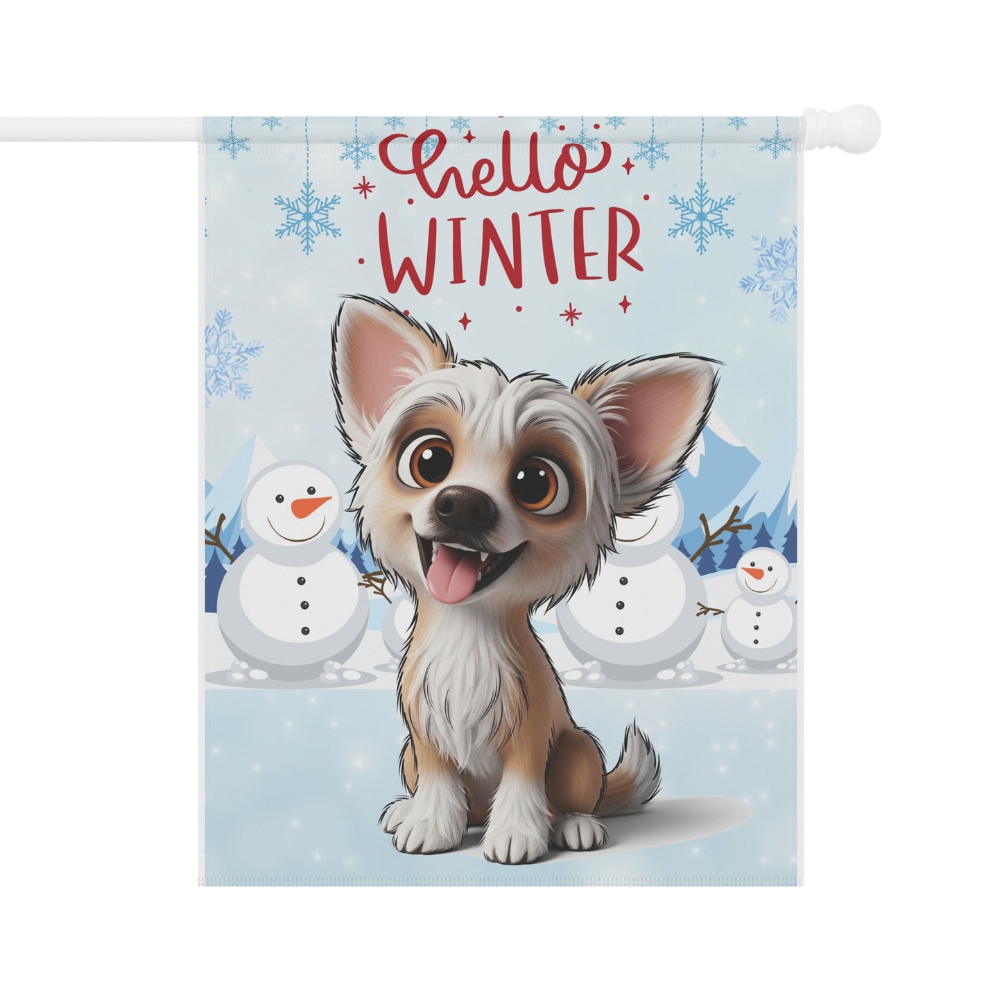 Chinese Crested Hello Winter Garden Banner