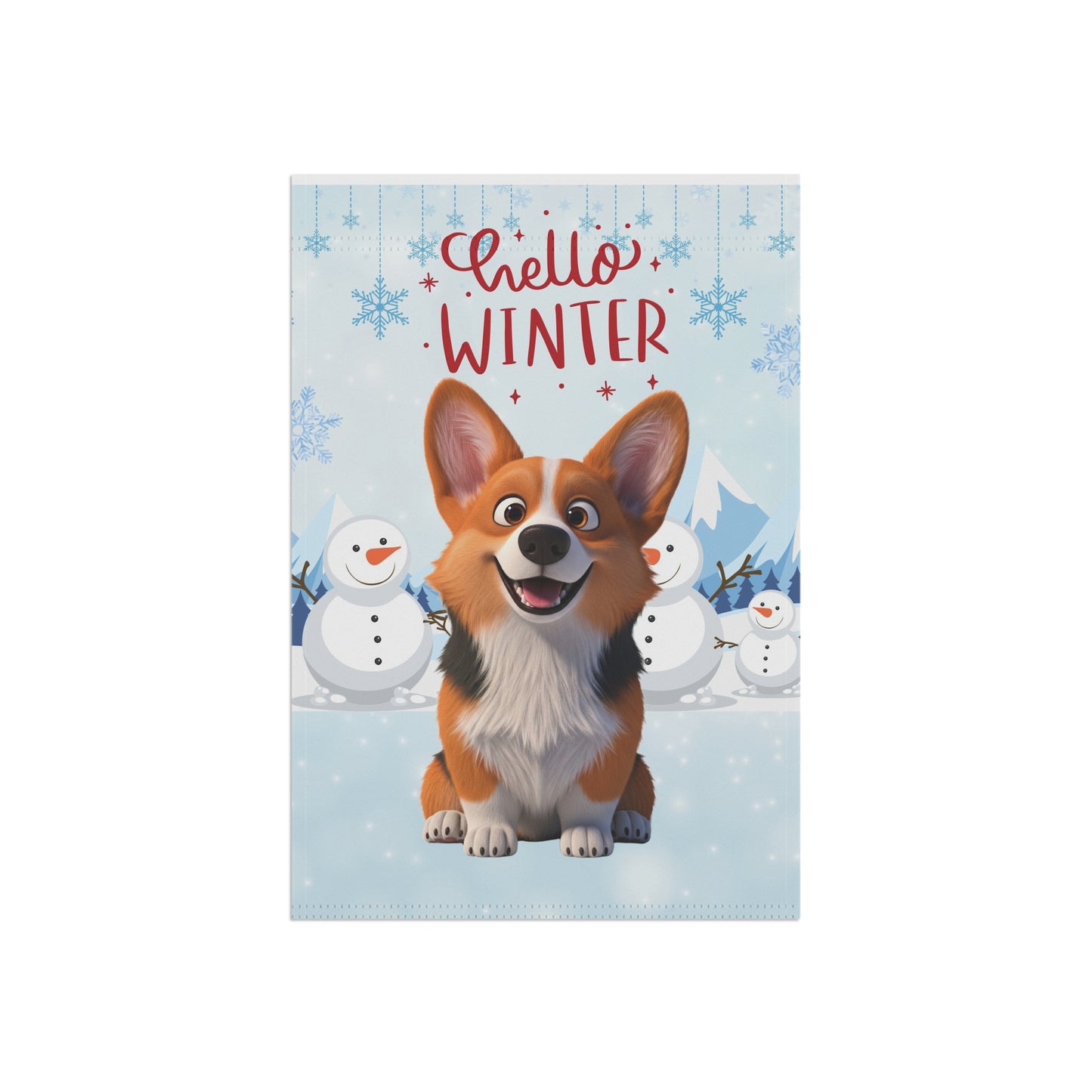 Corgi Hello Winter Garden Banner