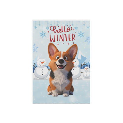 Corgi Hello Winter Garden Banner