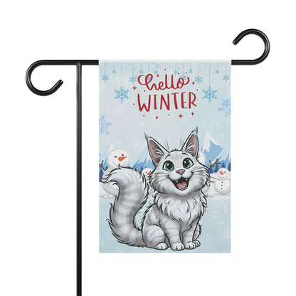 Maine Coon Hello Winter Garden Banner