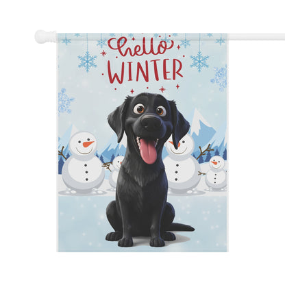 Labrador Hello Winter Garden Banner