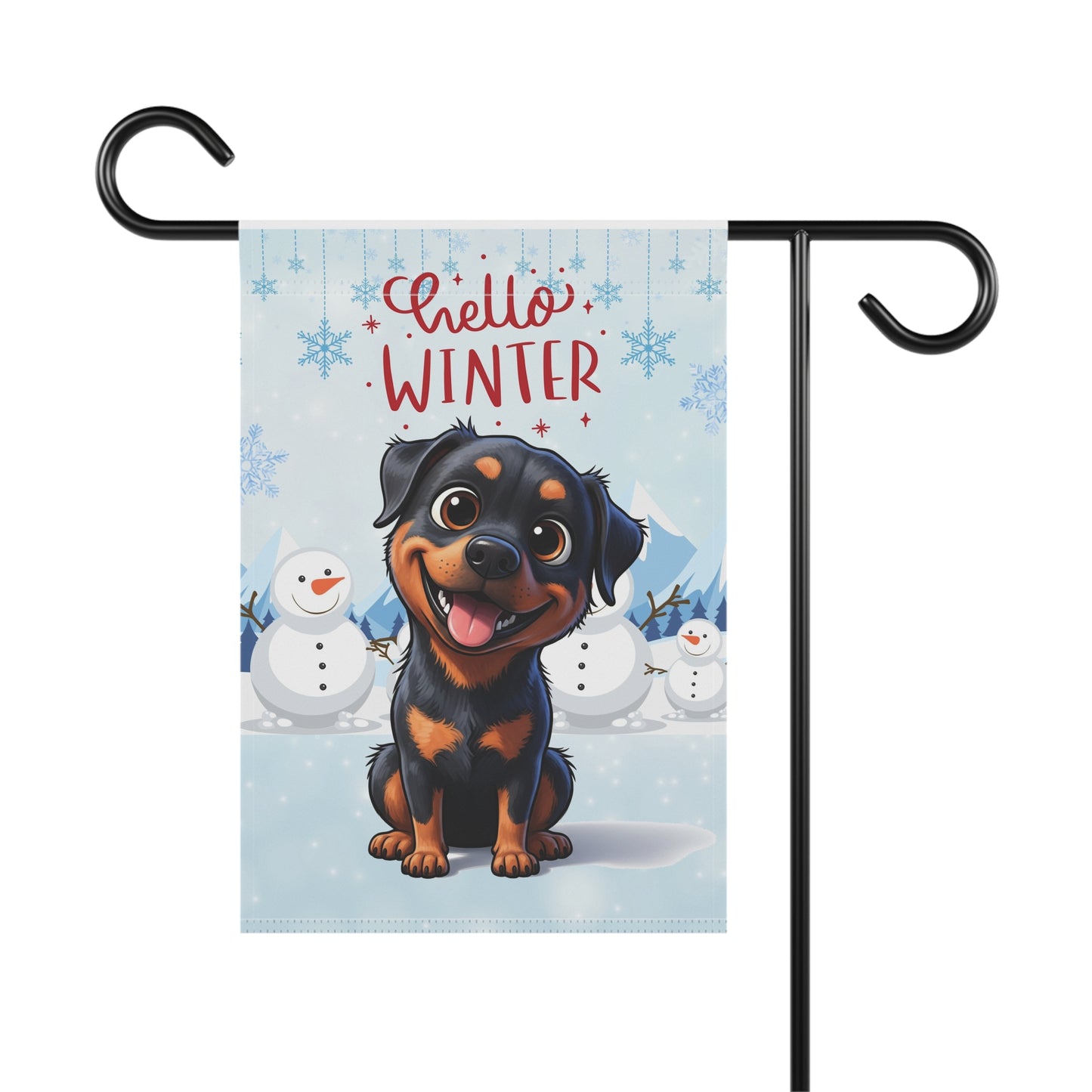 Rottweiler Hello Winter Garden Banner