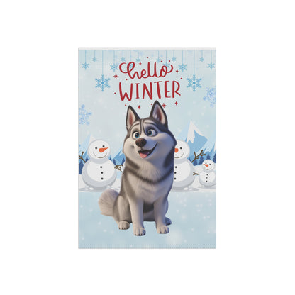 Husky Hello Winter Garden Banner