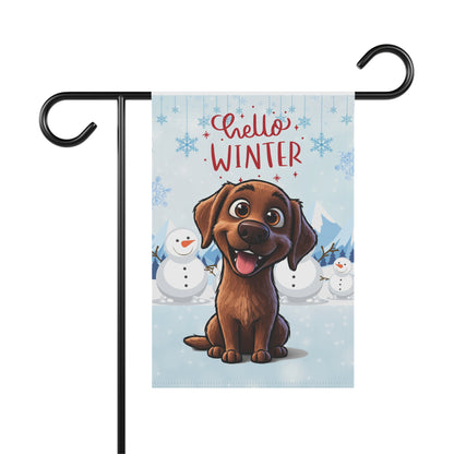 Labrador Hello Winter Garden Banner
