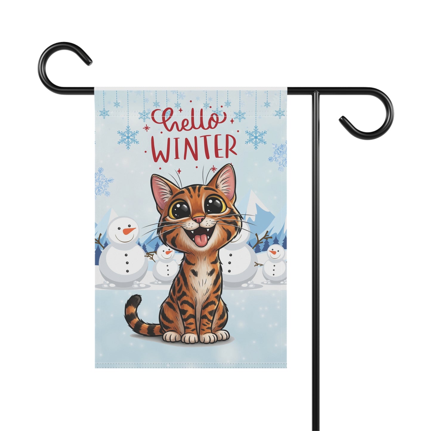 Bengal Cat Hello Winter Garden Banner