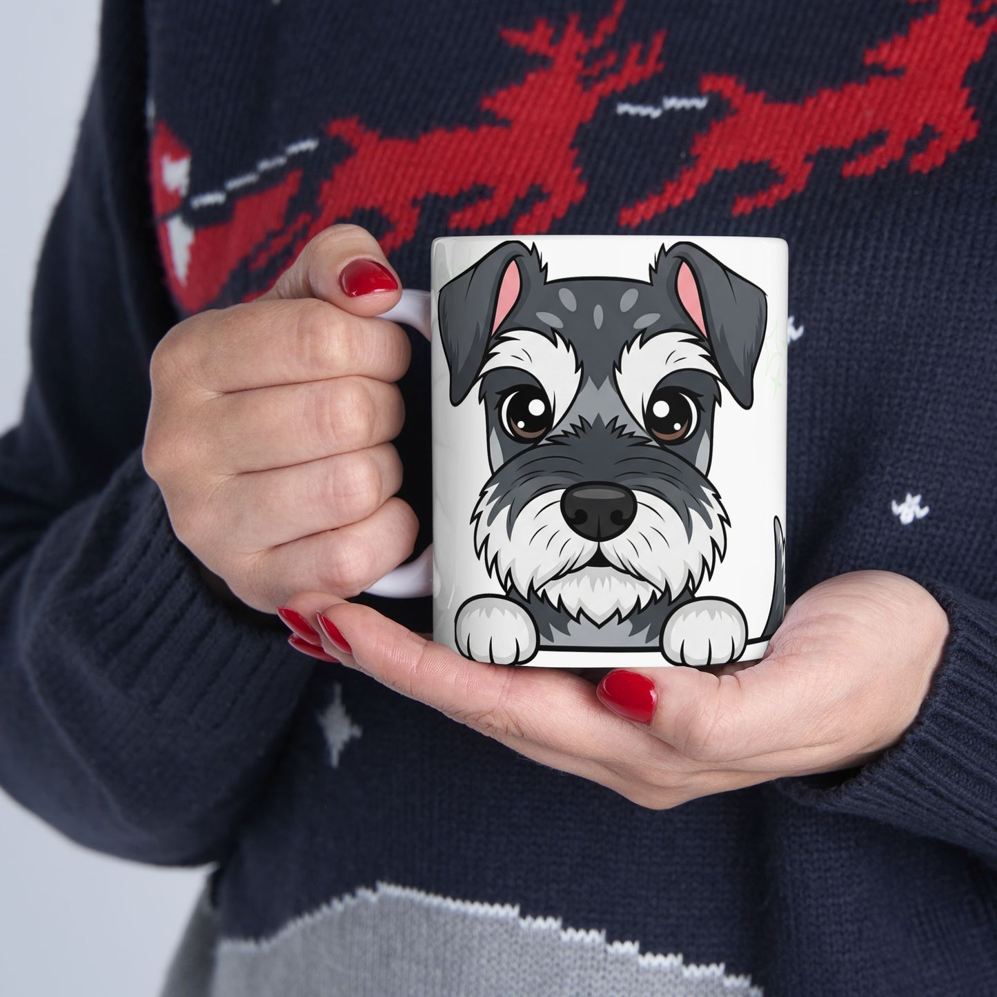 Mini Schnauzer Peek-a-Boo Mug | Best Schnauzer Daddy Gift