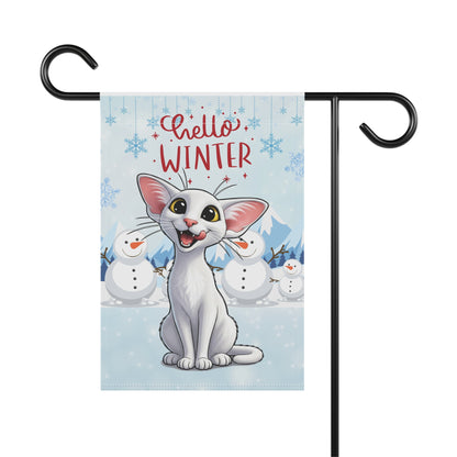 Oriental Shorthair Cat Hello Winter Garden Banner