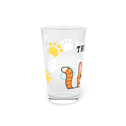Short hair orange tabby cat Tiny Trouble Pint Glass
