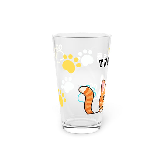 Short hair orange tabby cat Tiny Trouble Pint Glass