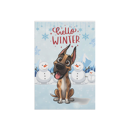 Great Dane Hello Winter Garden Banner