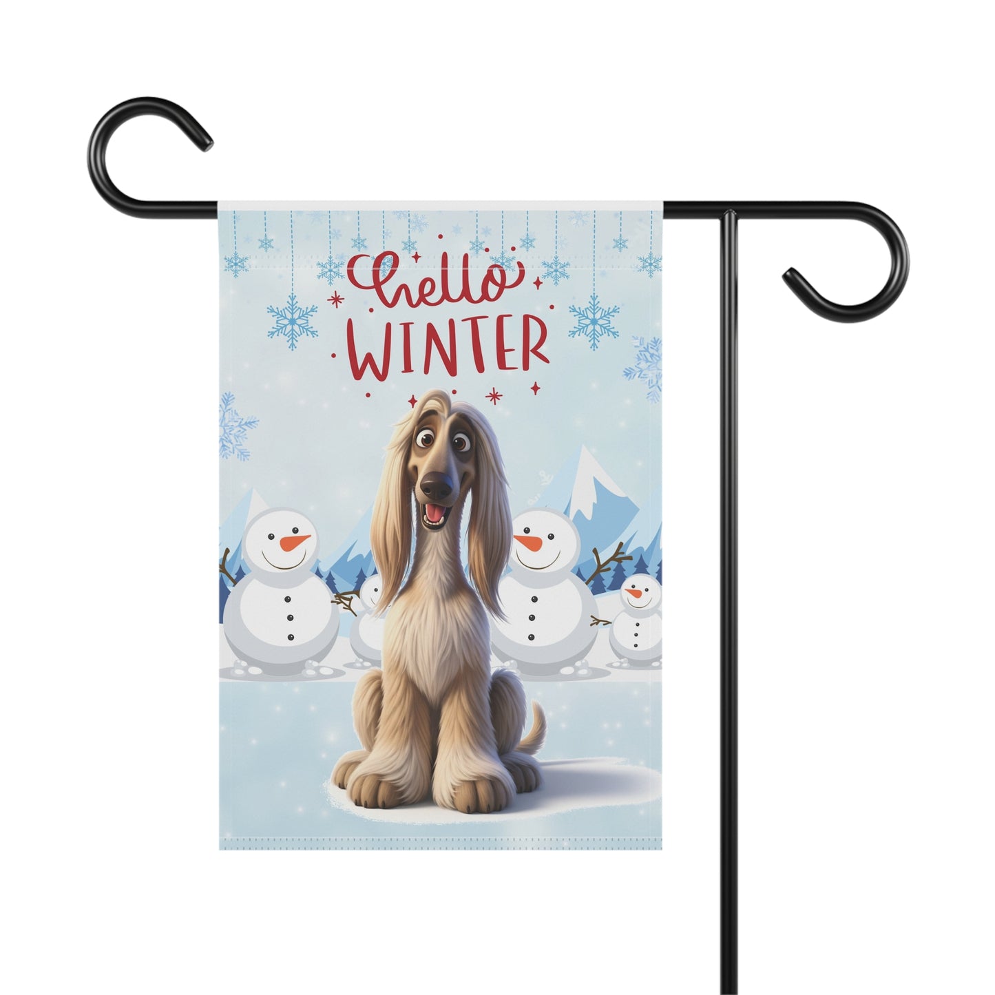 Afghan Hound Hello Winter Garden Banner