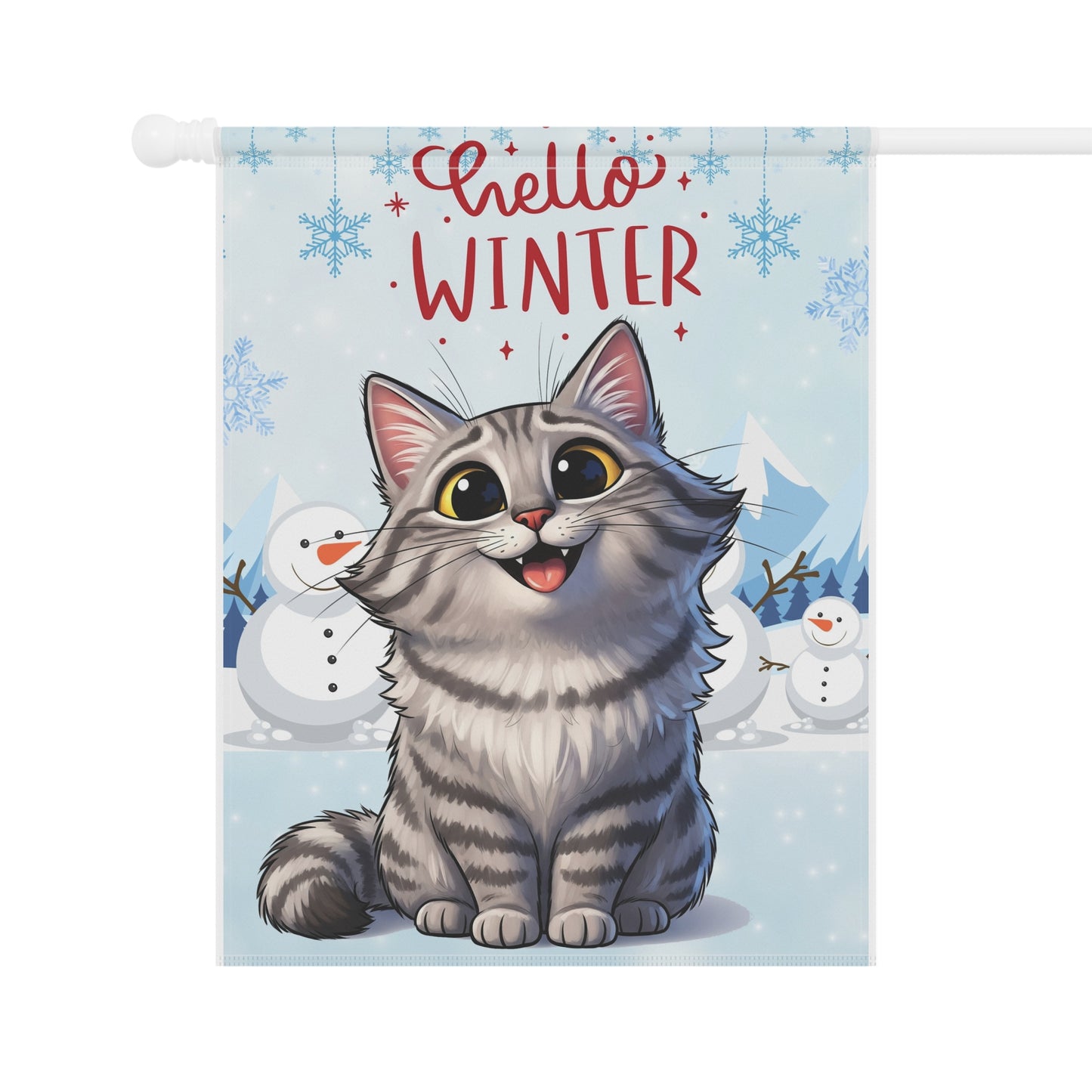 Siberian Cat Hello Winter Garden Banner