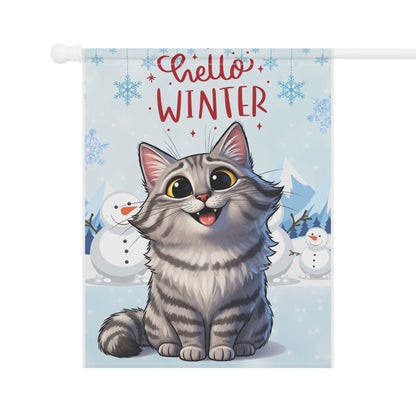 Siberian Cat Hello Winter Garden Banner