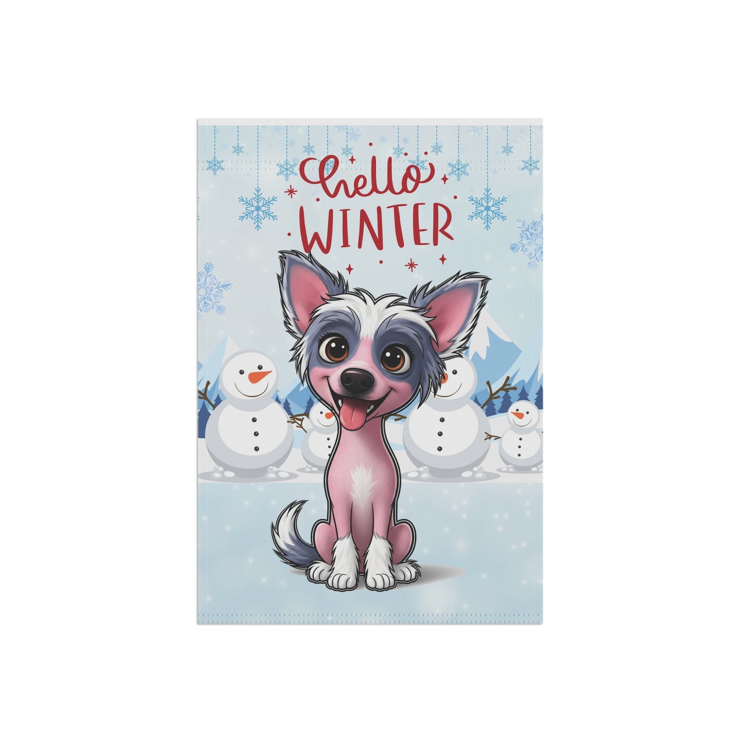 Chinese Crested Hello Winter Garden Banner