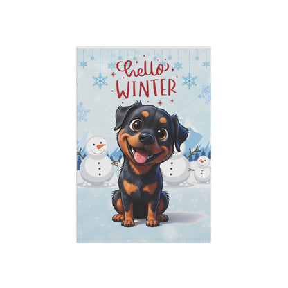Rottweiler Hello Winter Garden Banner