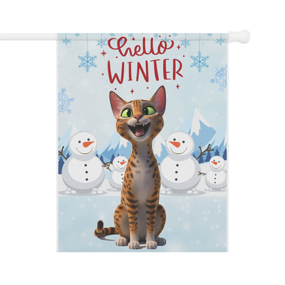 Egyptian Mau Hello Winter Garden Banner