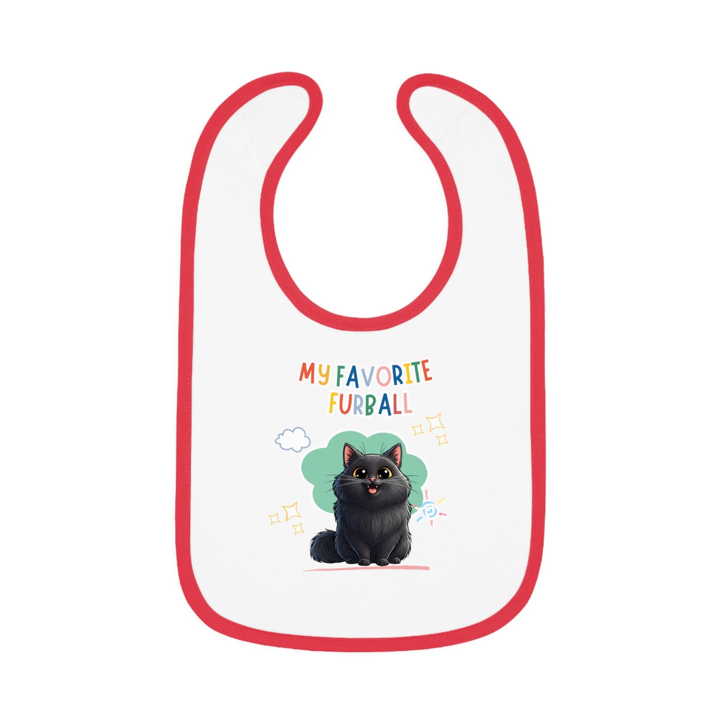 Long hair Black Cat Favorite Furball Baby Bib