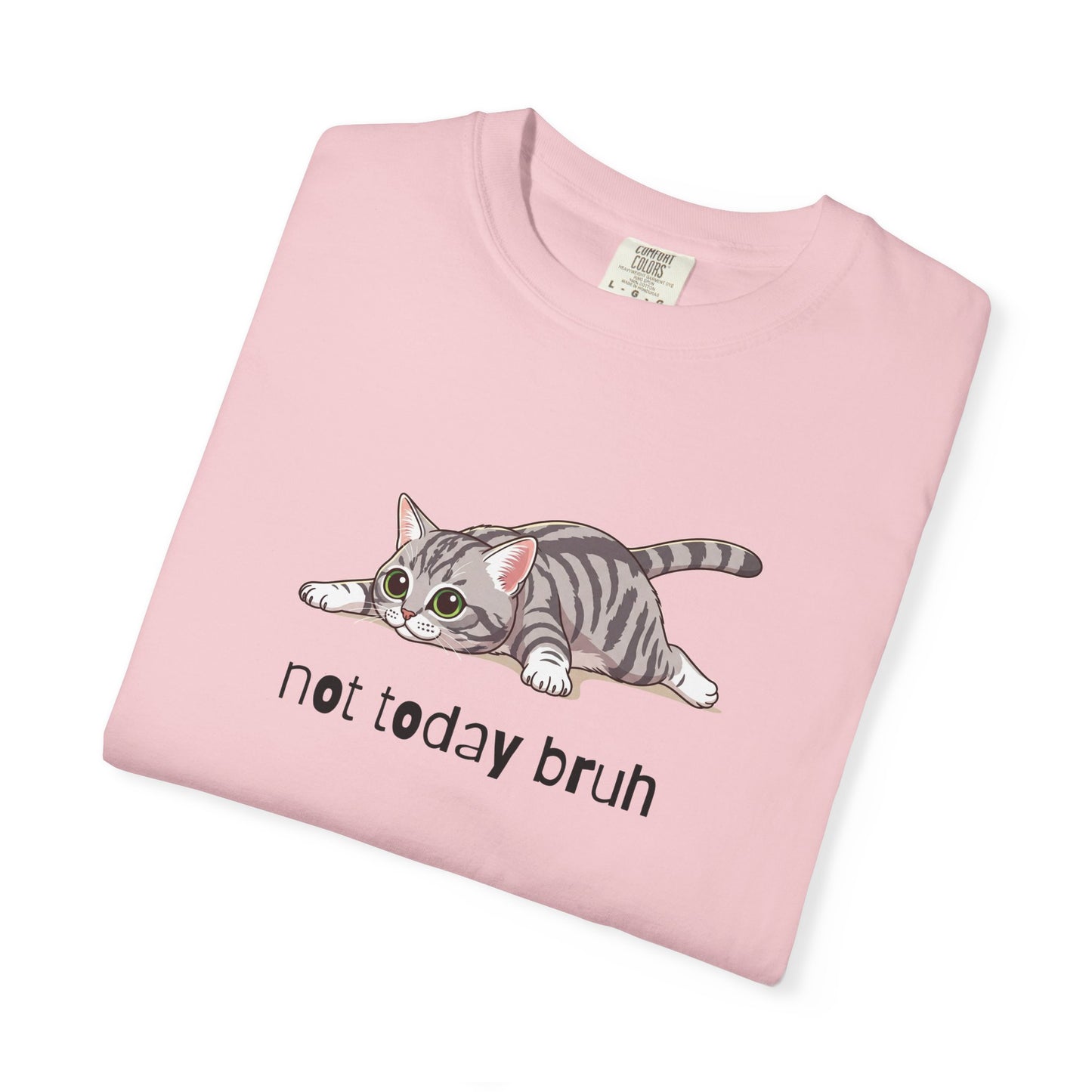 Short hair silver tabby cat Not Today Bruh T-Shirt