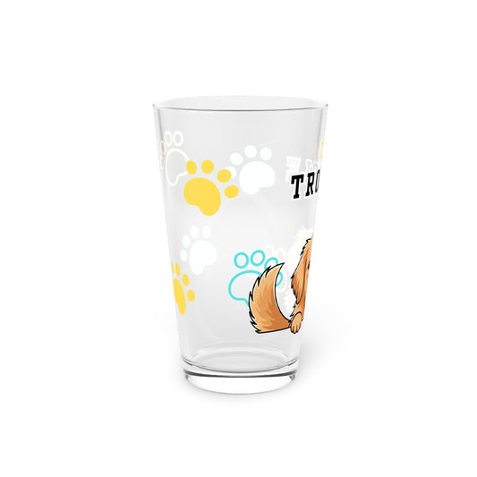 Golden Retriever Tiny Trouble Pint Glass