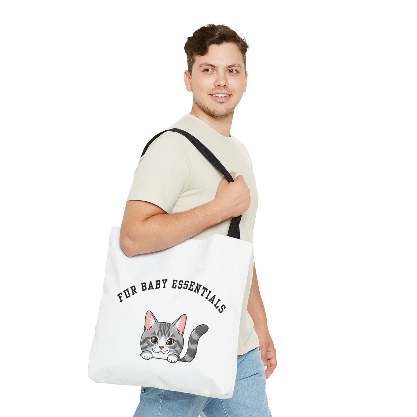 Short hair bi-color gray cat FurBaby Tote Bag