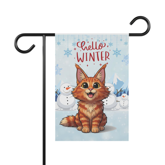 Maine Coon Hello Winter Garden Banner