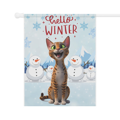 Egyptian Mau Hello Winter Garden Banner