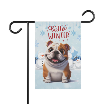 Bulldog Hello Winter Garden Banner