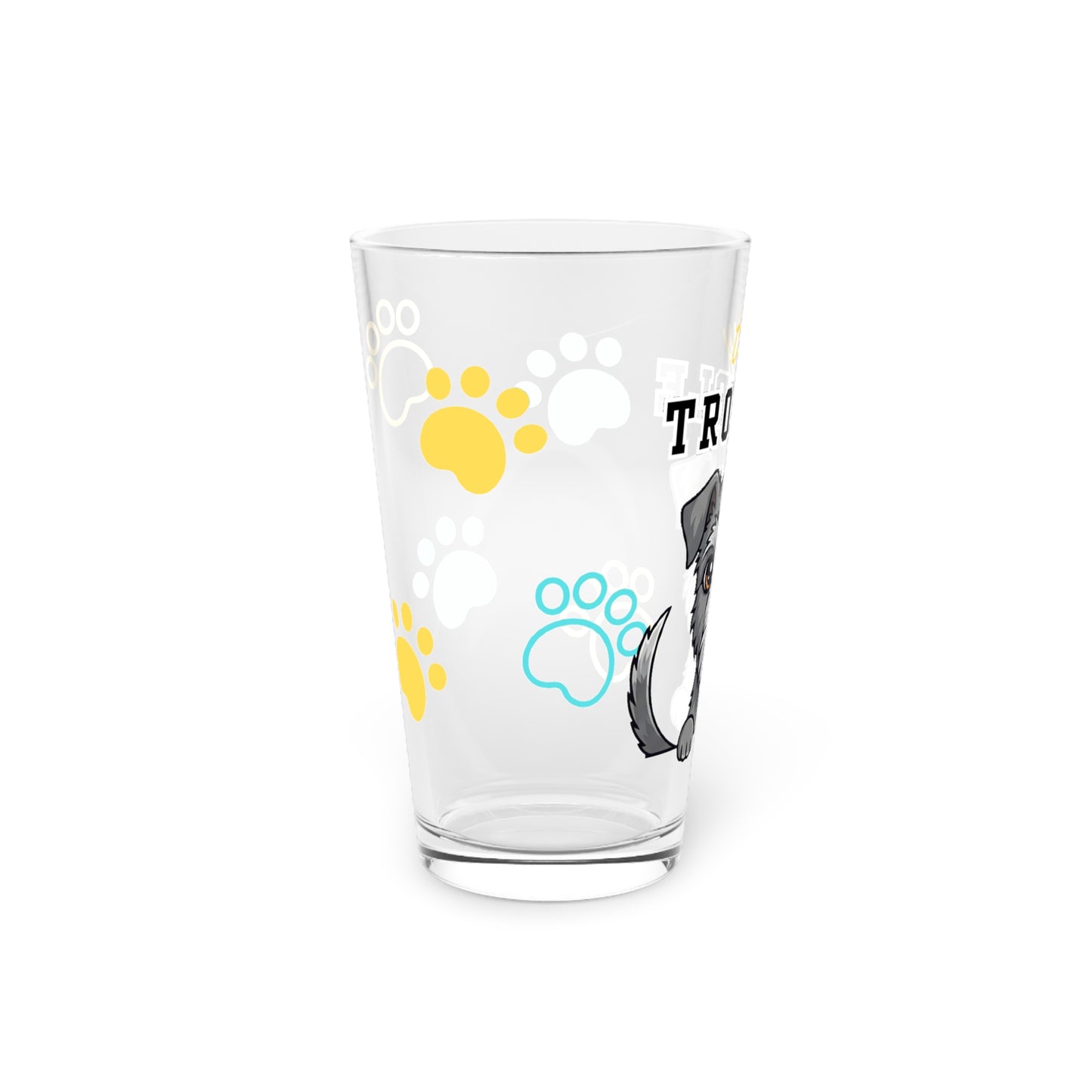 Scottish Deerhound Tiny Trouble Pint Glass