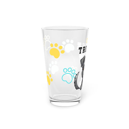 Scottish Deerhound Tiny Trouble Pint Glass