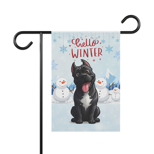 Cane Corso Hello Winter Garden Banner