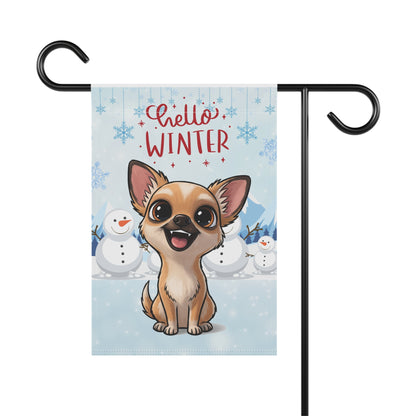 Chihuahua Hello Winter Garden Banner