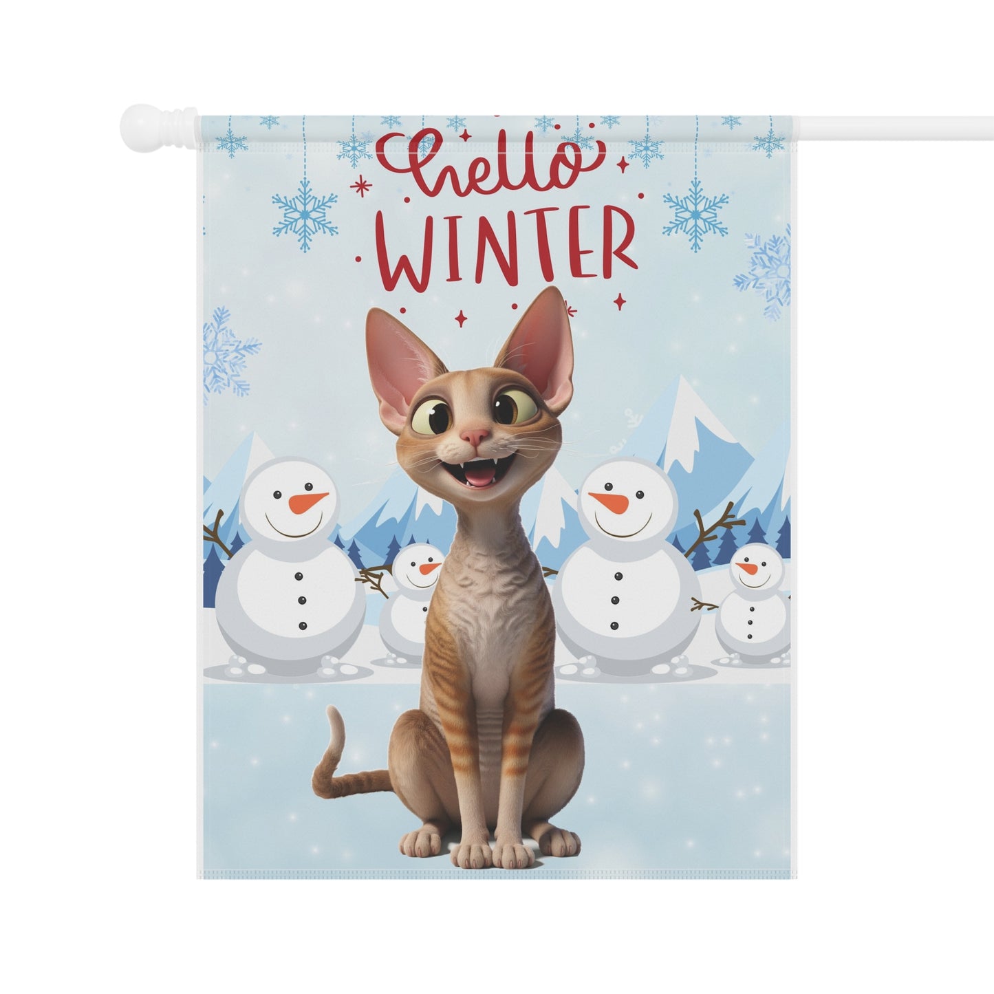 Devon Rex Hello Winter Garden Banner
