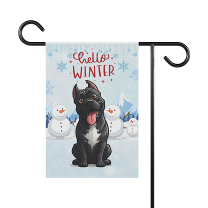 Cane Corso Hello Winter Garden Banner