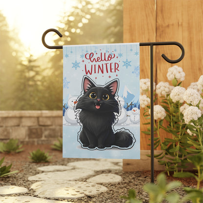 Norwegian Forest Hello Winter Garden Banner