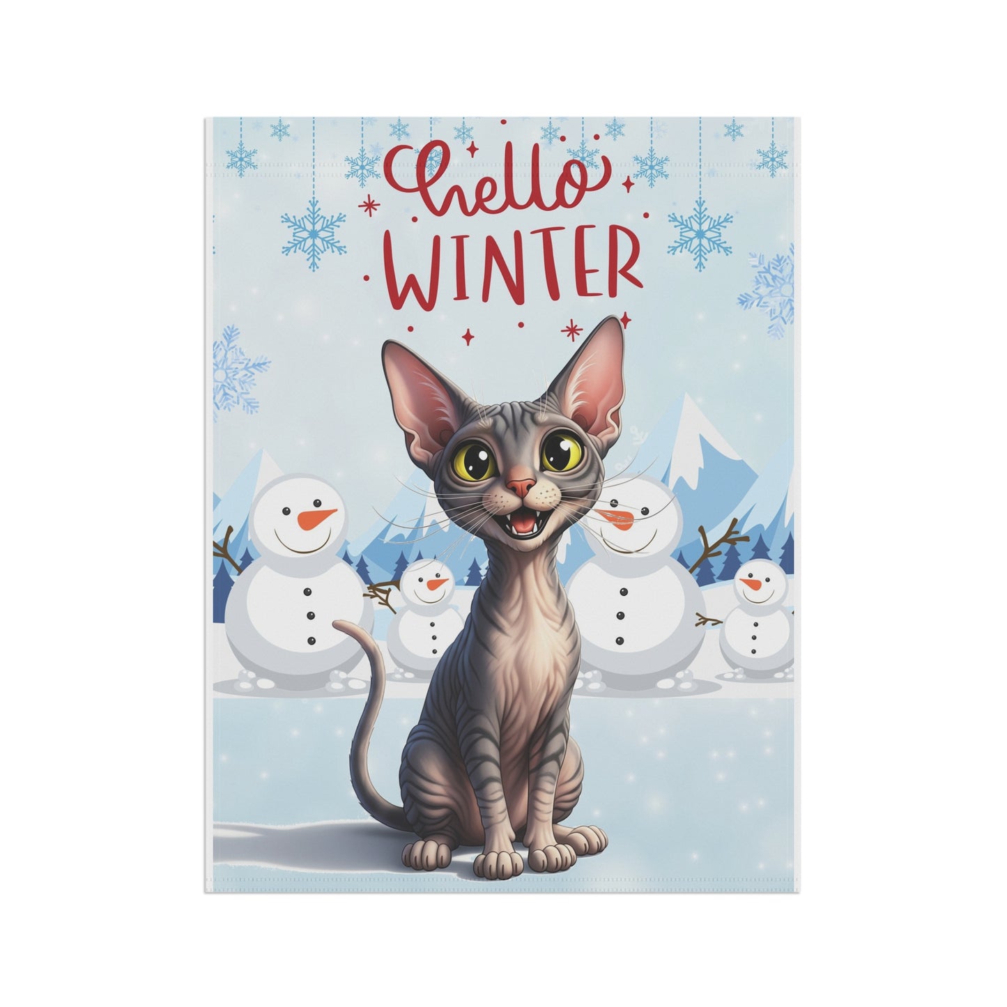 Sphynx Cat Hello Winter Garden Banner