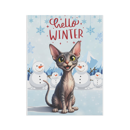 Sphynx Cat Hello Winter Garden Banner