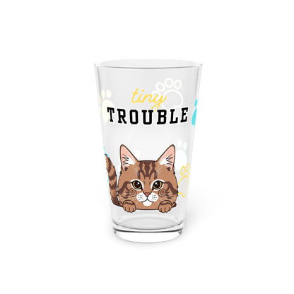 Long hair brown tabby cat Tiny Trouble Pint Glass
